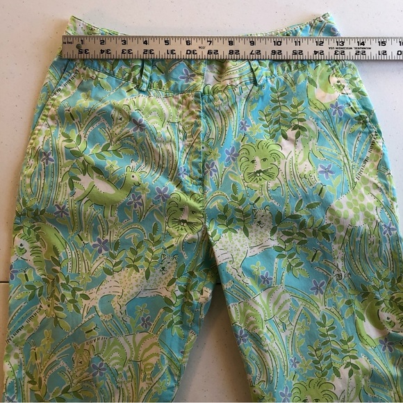 Lilly Pulitzer Green and Blue Tropical Capri Pants Size 4 - Picture 3 of 6